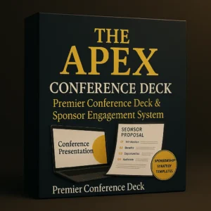 The Apex – premier conference deck and sponsor engagement system with professional slides, sponsorship proposals, and event strategy templates.