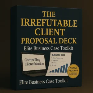 The Irrefutable Client Proposal Deck – elite business case toolkit with professional client proposal slides, business case frameworks, and ROI models.