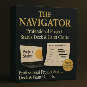 The Navigator – professional project status deck and Gantt charts with executive-ready slides, project overview templates, and progress dashboards.