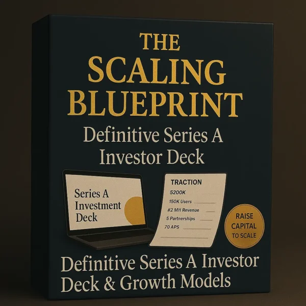 The Scaling Blueprint – definitive Series A investor deck and growth models with professional pitch slides, traction metrics, and financial forecasting templates.