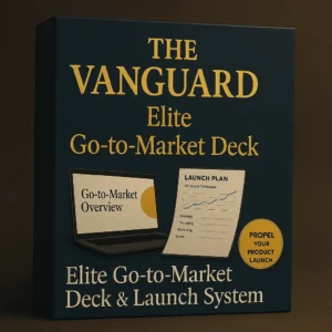 The Vanguard – elite go-to-market deck and launch system with professional strategy slides, launch plan templates, and market entry dashboards.